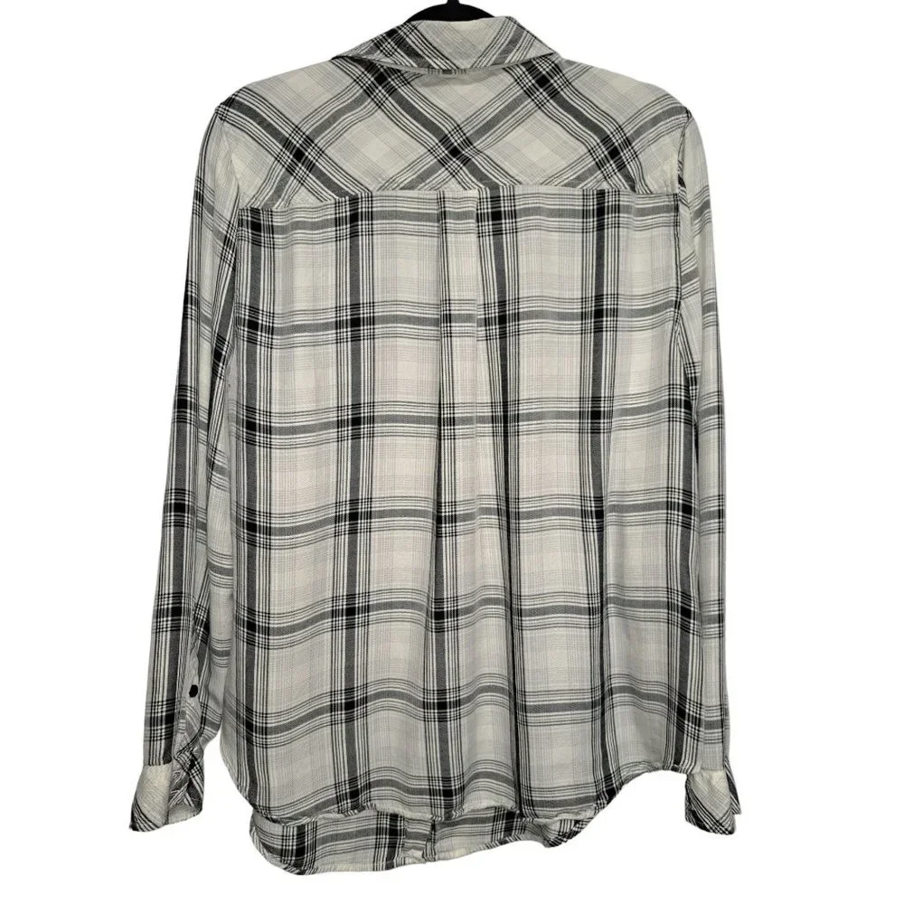 Torrid 0 Women's Black/White Plaid Button Down Shirt Casual Size Large - Picture 4 of 7